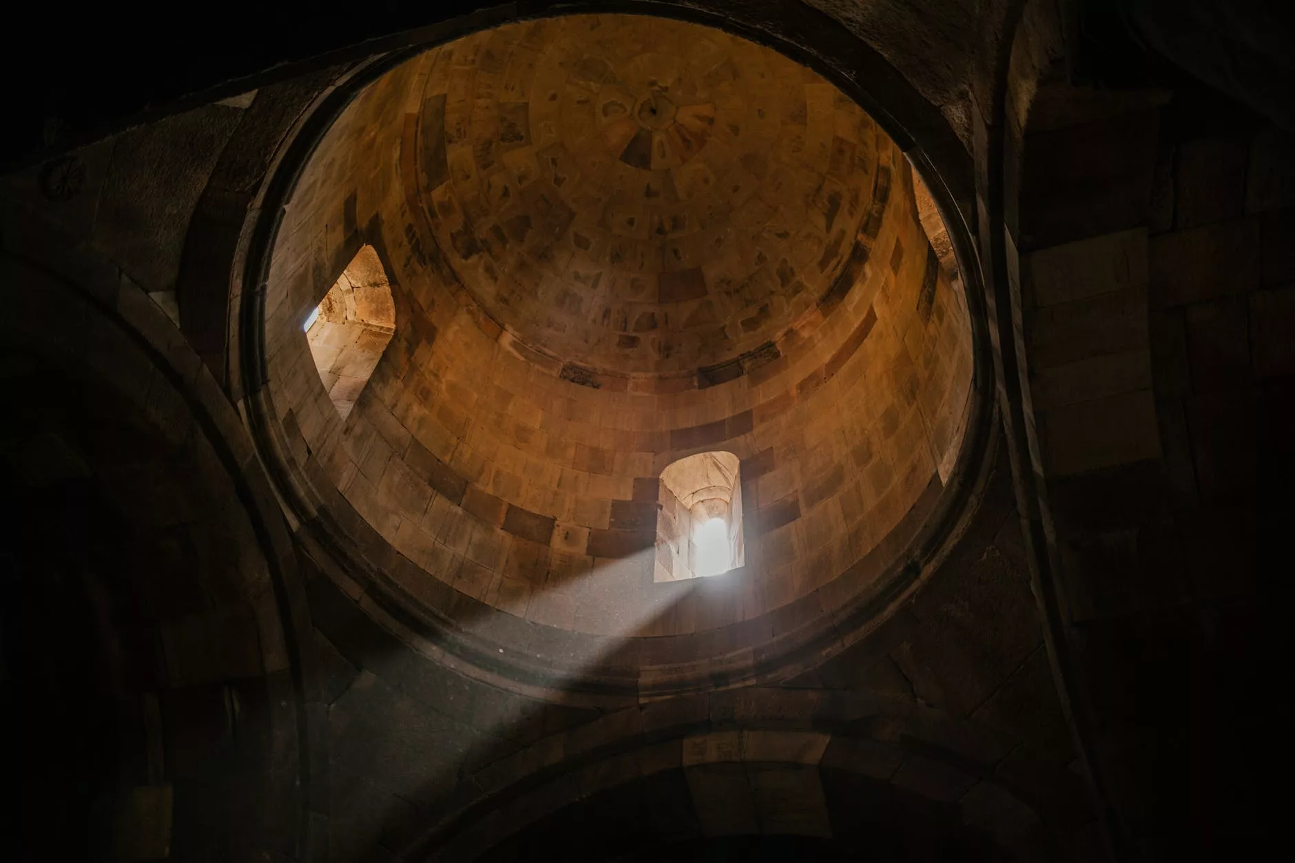 old domed ceiling with sunlight shining through window