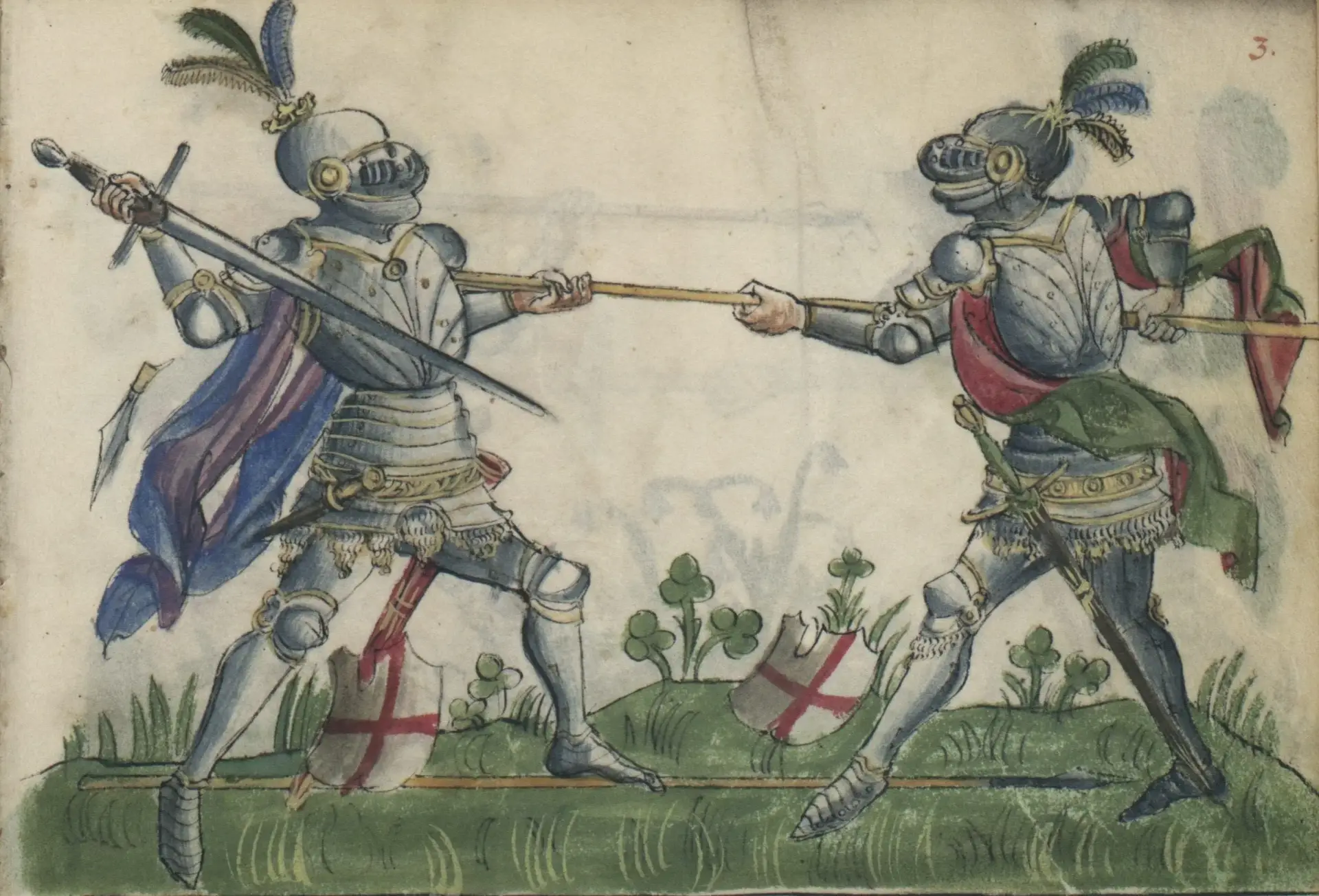 Knights in armour fencing