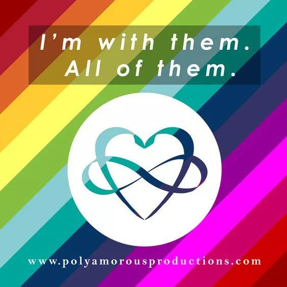 Rainbow LGBTQ Polyamory symbol - I am with them, all of them