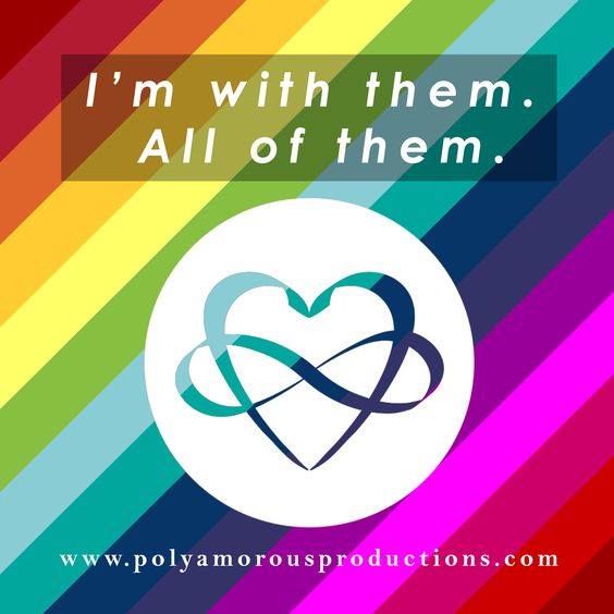 Rainbow LGBTQ Polyamory symbol - I am with them, all of them