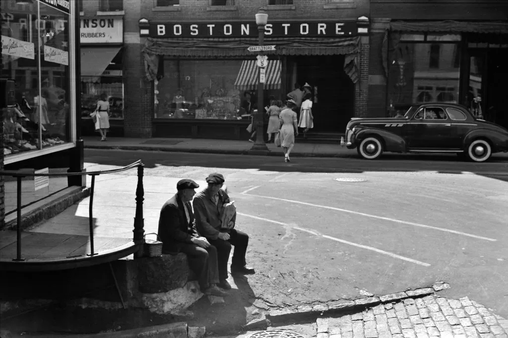 A Conversation: On the main street of Bellows Falls, Vermont August 1941.